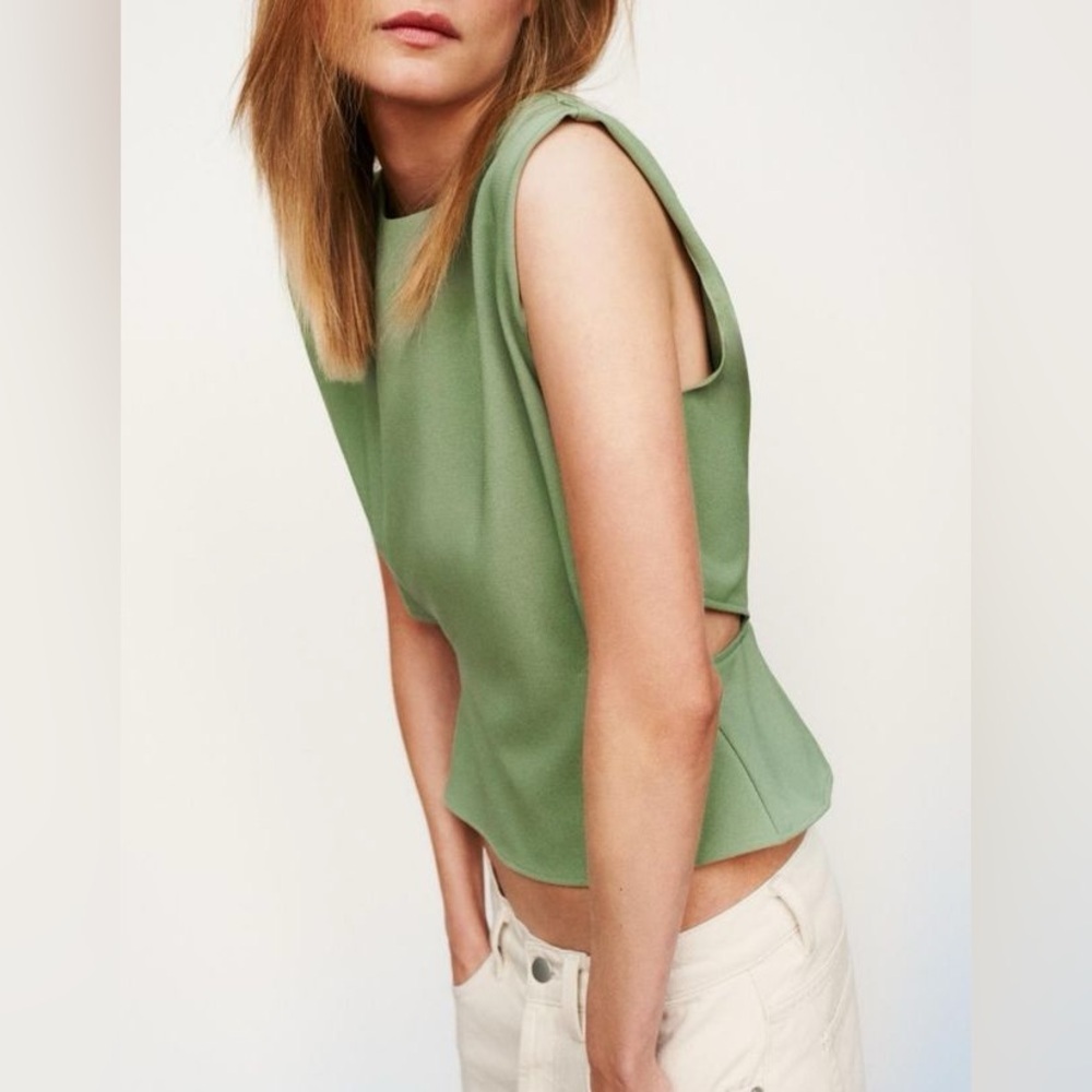 NWT Zara Light Green Sleeveless cut out Top